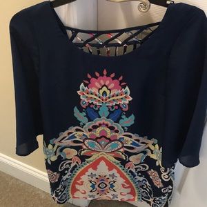 patterned blue dress!